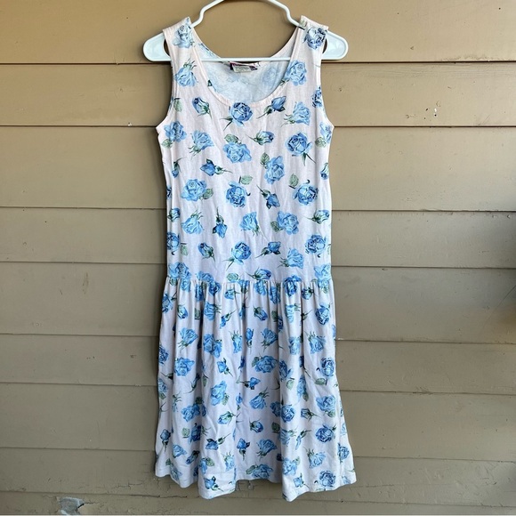 Vintage 90's Floral Dress- Women's Size Small - Drop Waist Sleeveless Spring - Picture 1 of 4
